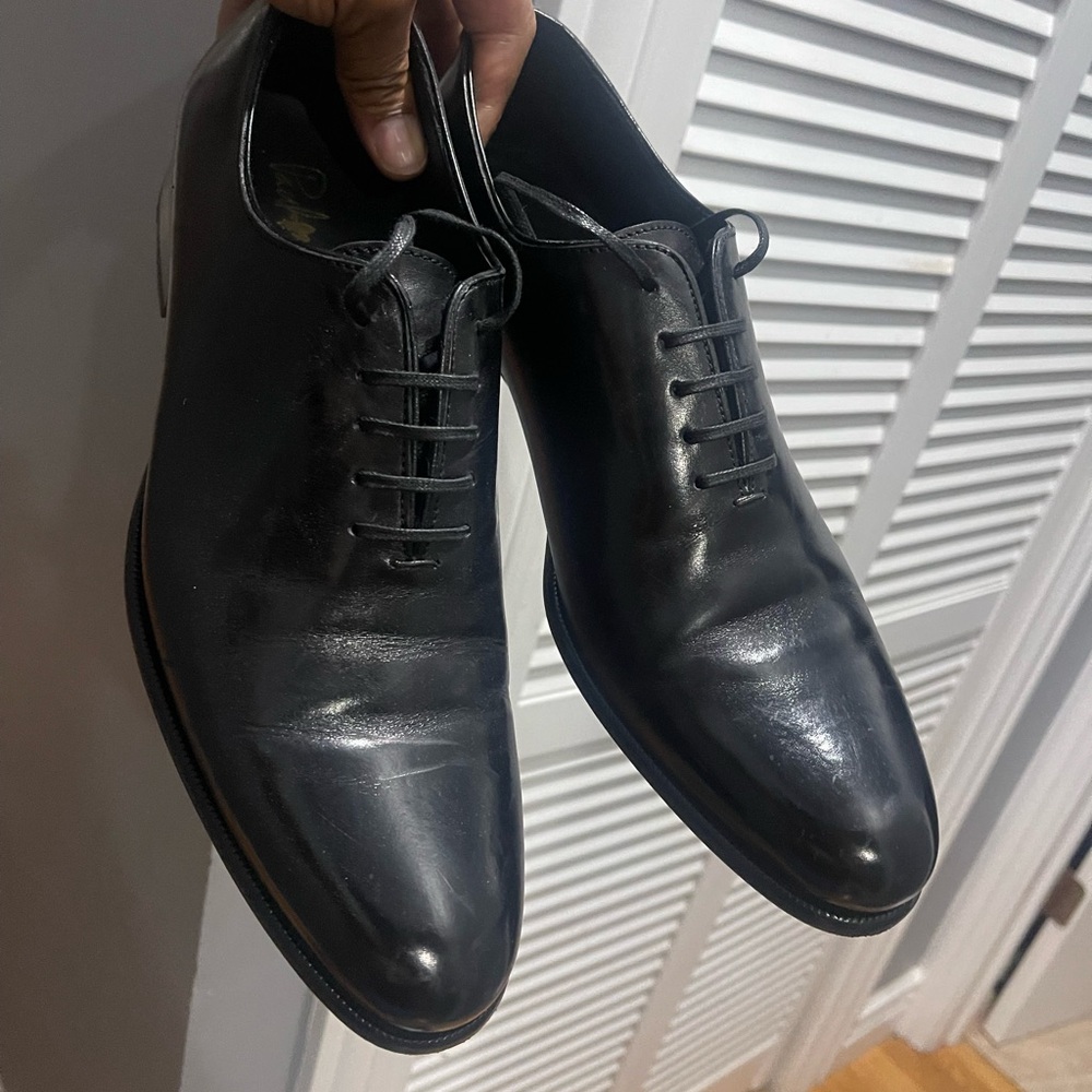 Paul Evans Whole-Cut Black Leather Oxfords Sz 9.5